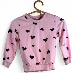 Little Girls Pink Heart Patterned Sweatshirt size 6T